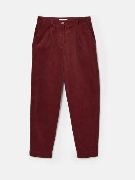 Trousers and Jeans Women Joules Burgundy Corduroy Tapered Trousers