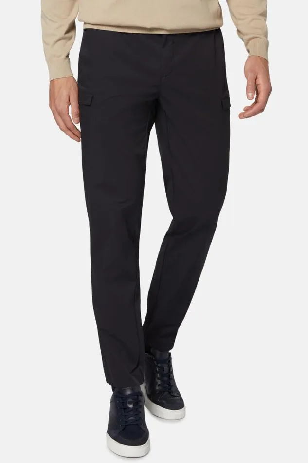 Trousers Men Boggi Milano B Tech Technical Fabric Maverick Cargo Trousers Navy Blue Trousers Men Boggi Milano B Tech Technical Fabric Maverick Cargo Trousers Navy Blue
