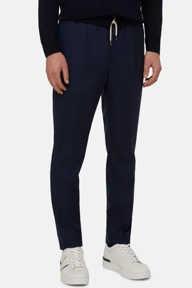 Trousers Men Boggi Milano Wool City Trousers Blue Trousers Men Boggi Milano Wool City Trousers Blue