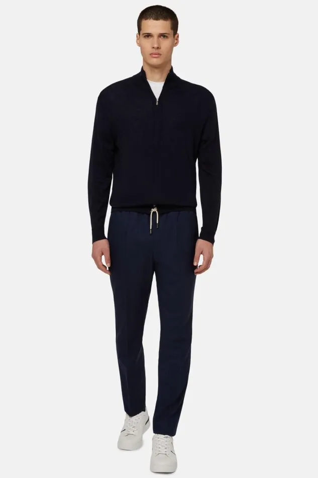 Trousers Men Boggi Milano Wool City Trousers Blue Trousers Men Boggi Milano Wool City Trousers Blue