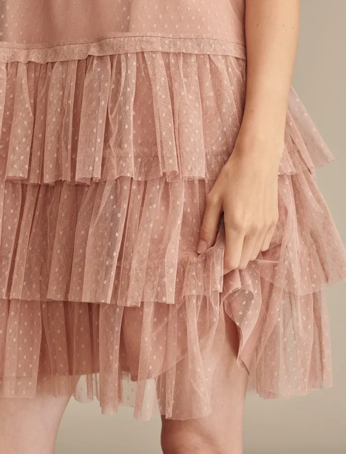 Tulle Party Mini Dress Pink Women Lucky Brand Dresses