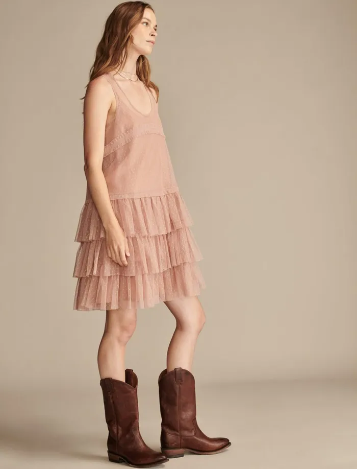 Tulle Party Mini Dress Pink Women Lucky Brand Dresses
