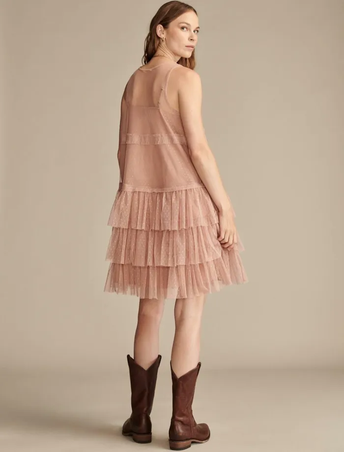 Tulle Party Mini Dress Pink Women Lucky Brand Dresses