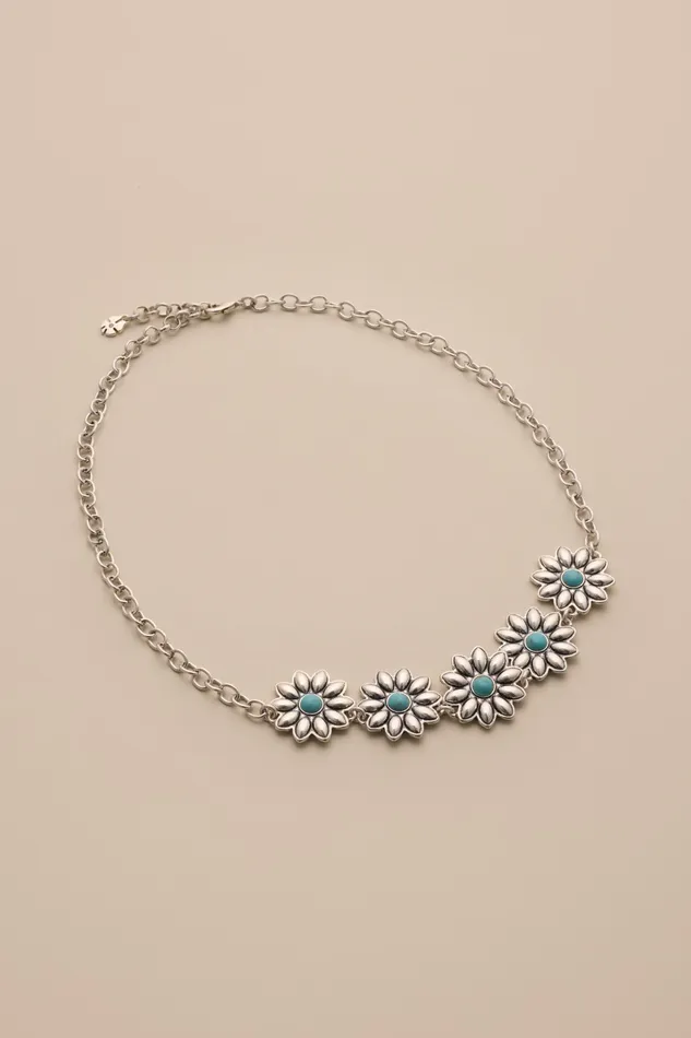 Turq Daisy Necklace Silver Women Lucky Brand Jewelry