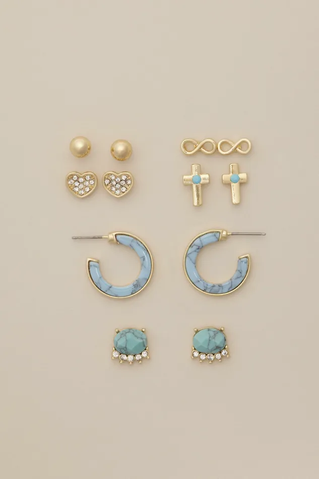 Turq Earring Set Gold Women Lucky Brand Jewelry