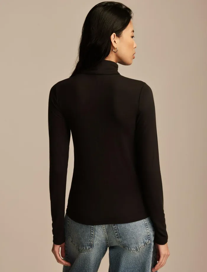 Turtle Neck Layering Top Jet Black Women Lucky Brand Knit Tops