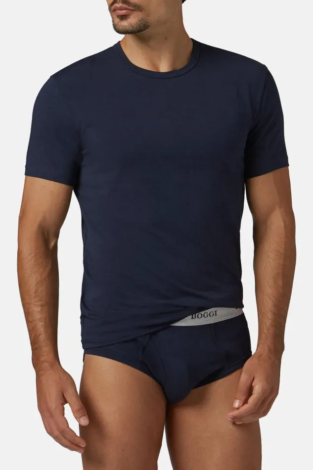 Underwear And Pajamas Men Boggi Milano Stretch Cotton Jersey Tshirt Navy Blue Underwear And Pajamas Men Boggi Milano Stretch Cotton Jersey Tshirt Navy Blue
