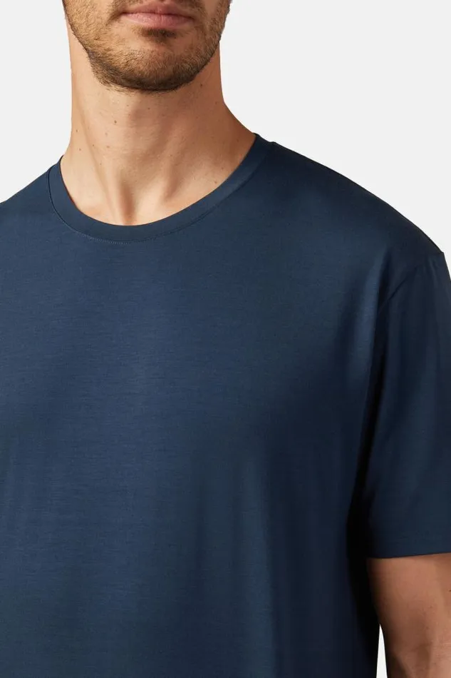 Underwear And Pajamas Men Boggi Milano Viscose Blend Pyjama Tshirt Navy Blue