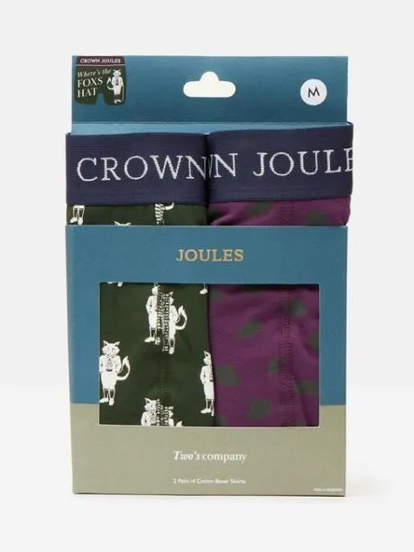 Underwear Men Joules PurpleGreen Pack Of Two Cotton Boxers