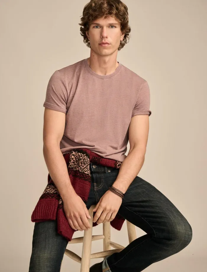 Venice Burnout Crew Neck Tee Deep Taupe Men Lucky Brand Shirts and Tops