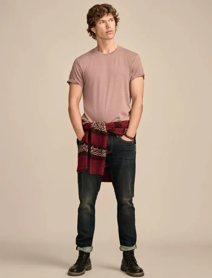 Venice Burnout Crew Neck Tee Deep Taupe Men Lucky Brand Shirts and Tops