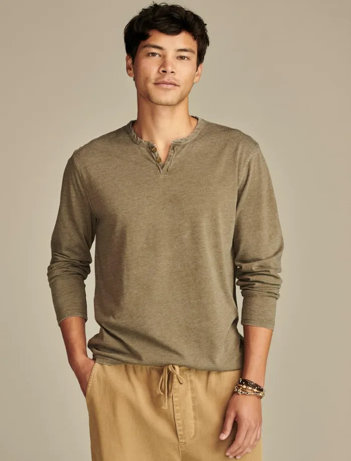 Venice Burnout Long Sleeve Olive Night Men Lucky Brand Shirts and Tops