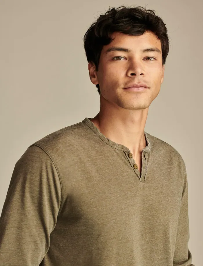 Venice Burnout Long Sleeve Olive Night Men Lucky Brand Shirts and Tops