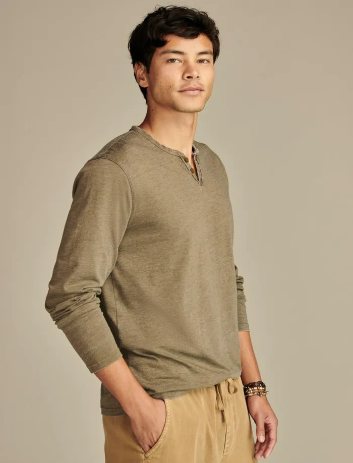 Venice Burnout Long Sleeve Olive Night Men Lucky Brand Shirts and Tops