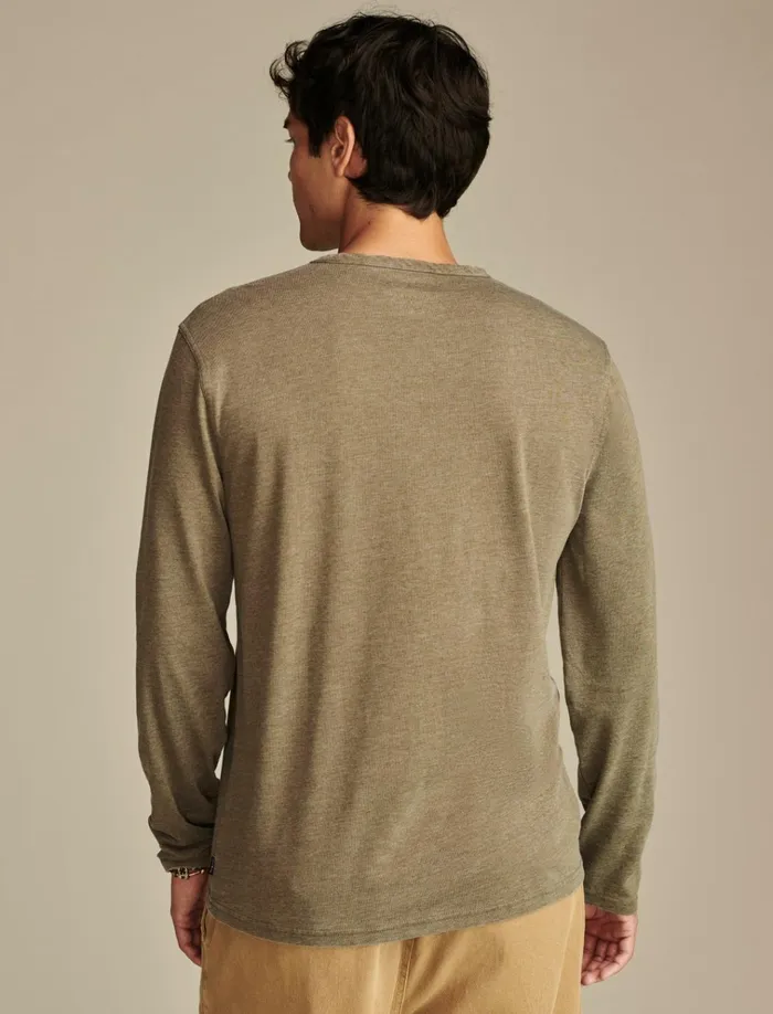 Venice Burnout Long Sleeve Olive Night Men Lucky Brand Shirts and Tops