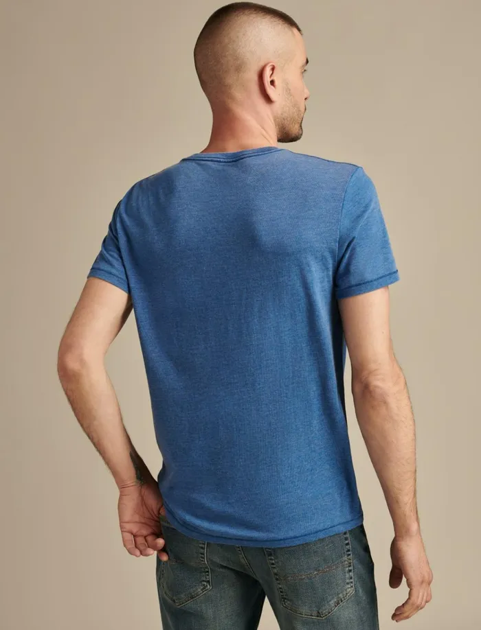 Venice Burnout V Neck Tee Monaco Blue Men Lucky Brand Shirts and Tops