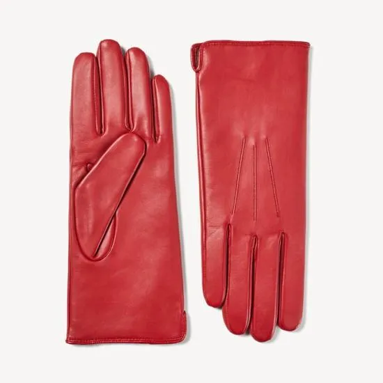 Women039s Cashmere Lined Leather Gloves Cardinal Red Nappa Women Aspinal Of London Gloves and Scarves