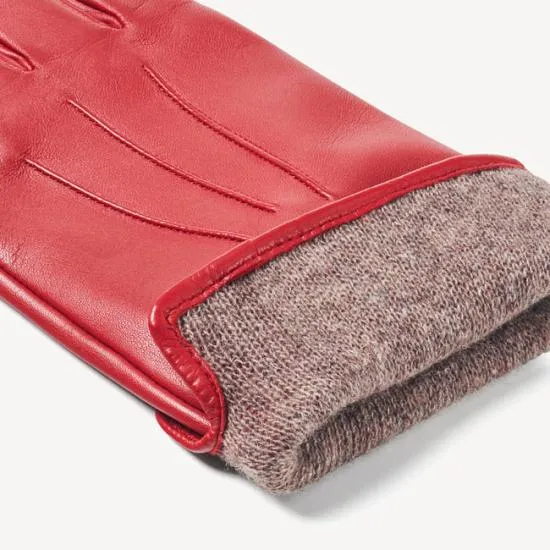 Women039s Cashmere Lined Leather Gloves Cardinal Red Nappa Women Aspinal Of London Gloves and Scarves
