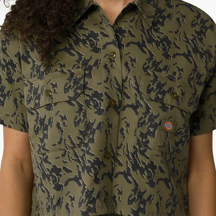 Women039s Drewsey Camo Cropped Work Shirt Military Green Glitch Camo Military Green Glitch Camo mpe Women Dickies Cropped Tops Women039s Drewsey Camo Cropped Work Shirt Military Green Glitch Camo Military Green Glitch Camo mpe Women Dickies Cropped Tops