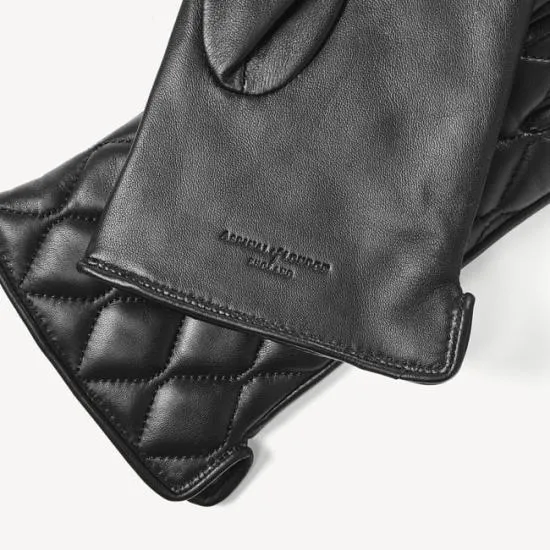 Women039s Quilted Leather Gloves Black Nappa Women Aspinal Of London Gloves and Scarves