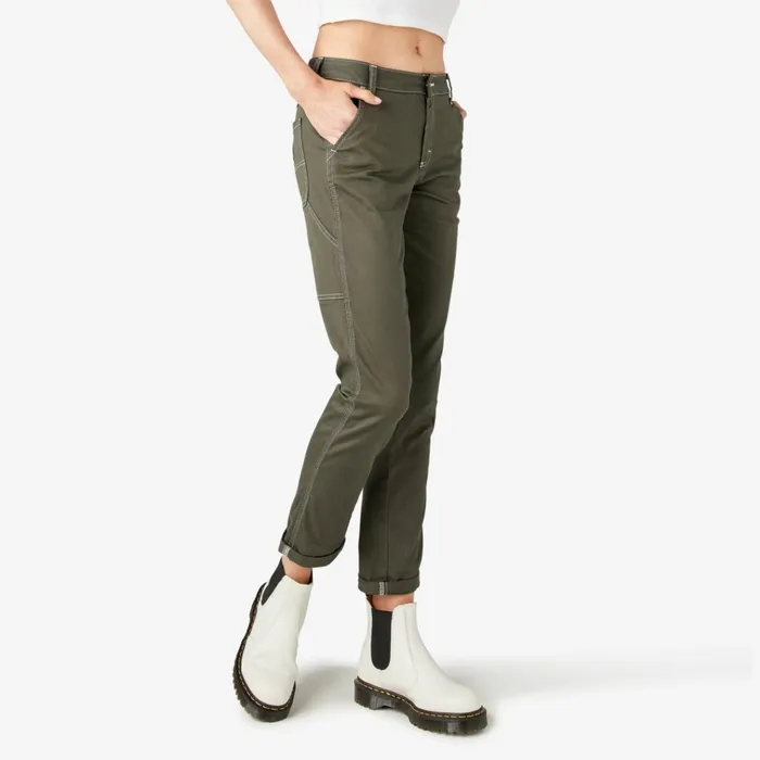 Women039s Slim Straight Fit Roll Hem Carpenter Pants Olive Green Olive Green og Women Dickies Carpenter Women039s Slim Straight Fit Roll Hem Carpenter Pants Olive Green Olive Green og Women Dickies Carpenter