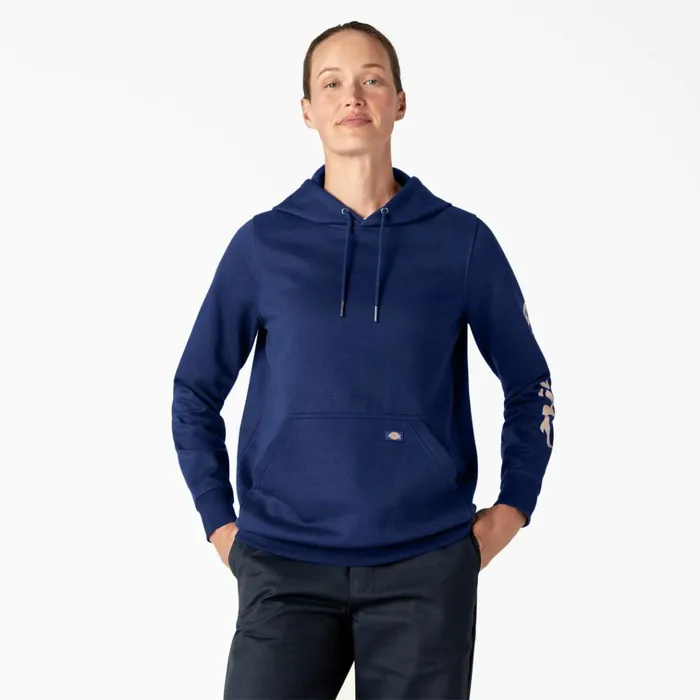 Women039s Water Repellent Sleeve Logo Hoodie Surf Blue Surf Blue fl Women Dickies Hoodies and Sweatshirts