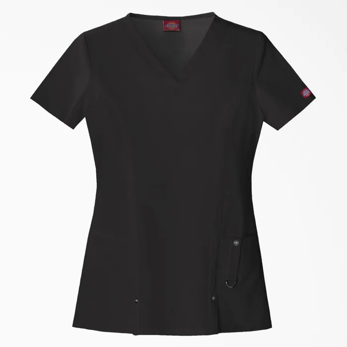 Women039s Xtreme Stretch VNeck Scrub Top Black Black blk Women Dickies Scrubs