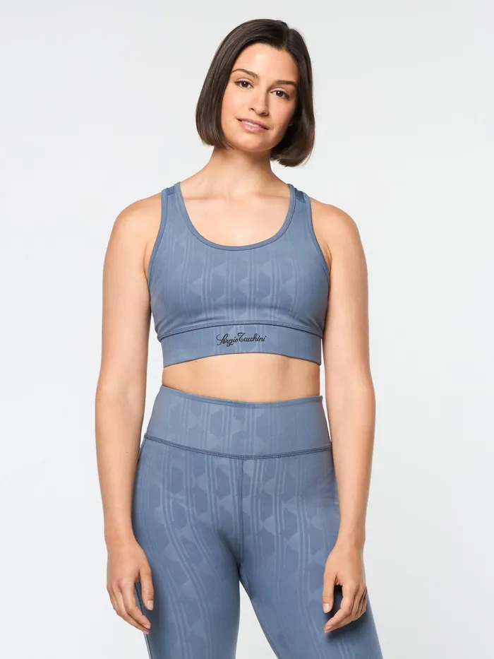 Women Athleisure Sergio Tacchini Viano Printed Sports Bra Grisaille