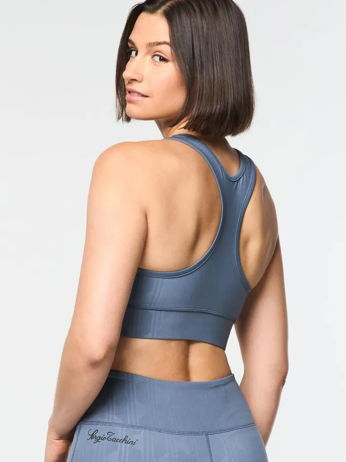 Women Athleisure Sergio Tacchini Viano Printed Sports Bra Grisaille