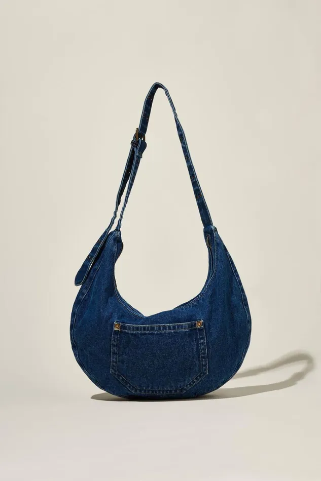 Women Bags and Belts Cotton On Bowie Crescent Cross Body Bag Blue Denim