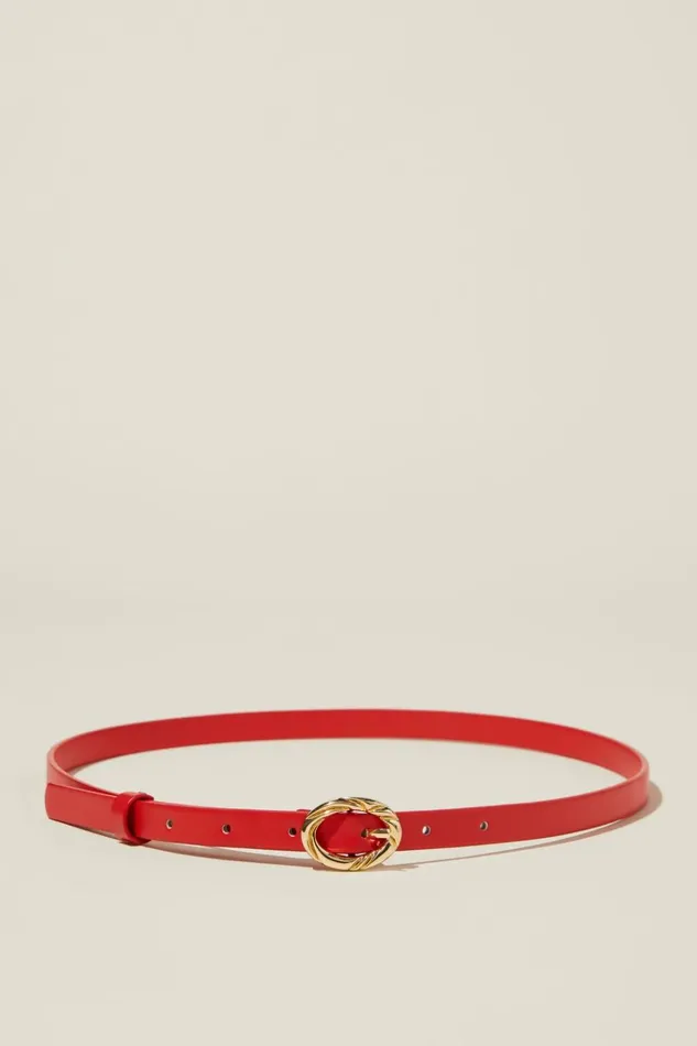 Women Bags and Belts Cotton On Circle Twist Buckle Belt Redgold