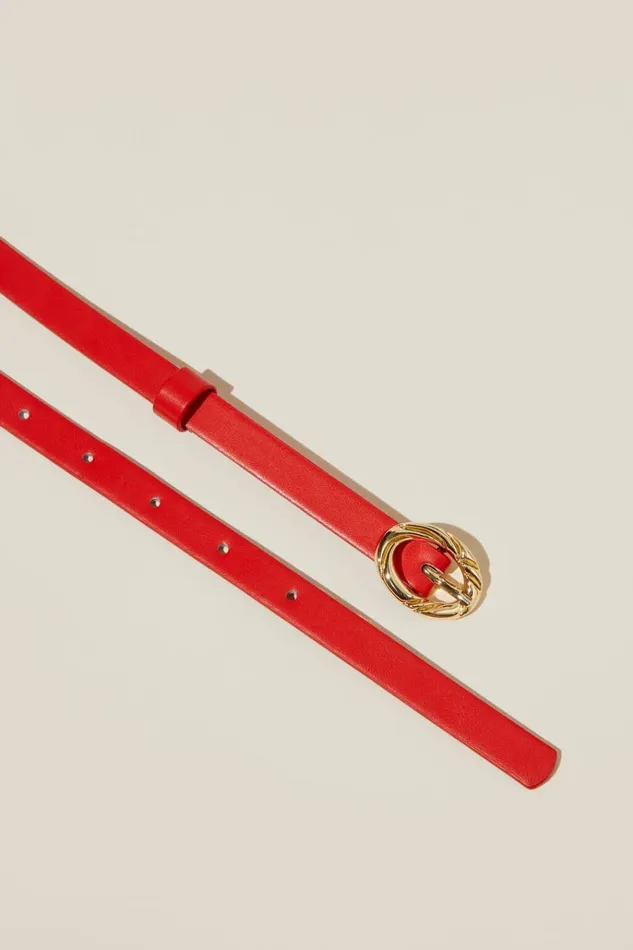 Women Bags and Belts Cotton On Circle Twist Buckle Belt Redgold