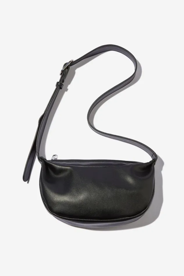 Women Bags and Belts Cotton On Mini Bowie Crescent Bag Black Pu