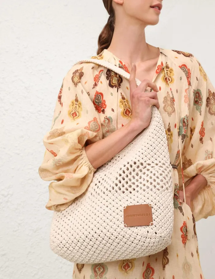 Women Bags Zimmermann Crochet Hobo Off White