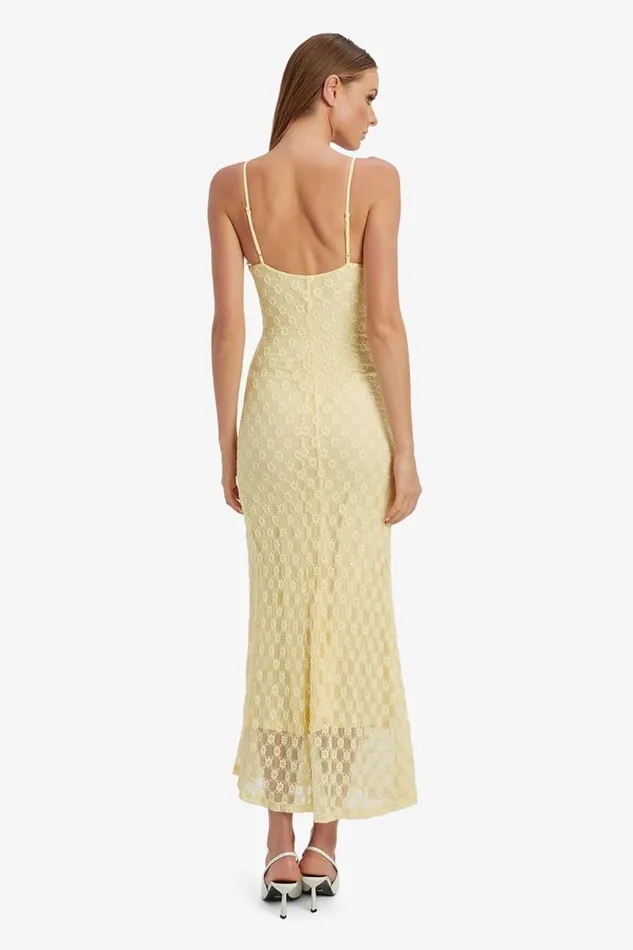 Women Bardot Day To Night Dresses Adoni Mesh Midi Dress In Canary Yellow