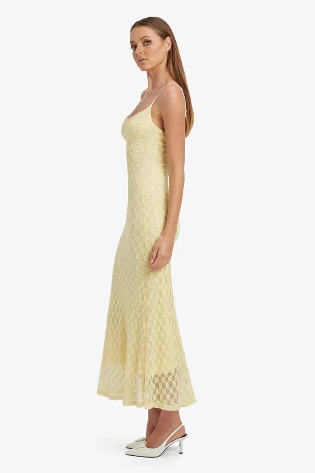 Women Bardot Day To Night Dresses Adoni Mesh Midi Dress In Canary Yellow