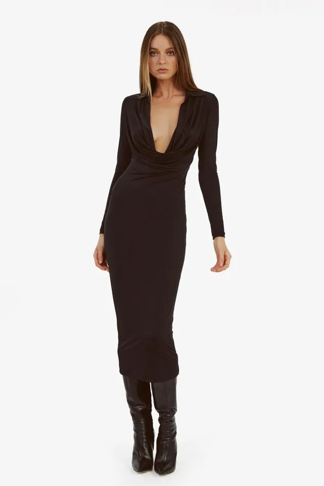 Women Bardot Day To Night Dresses Lorel Midi Dress In Black Women Bardot Day To Night Dresses Lorel Midi Dress In Black