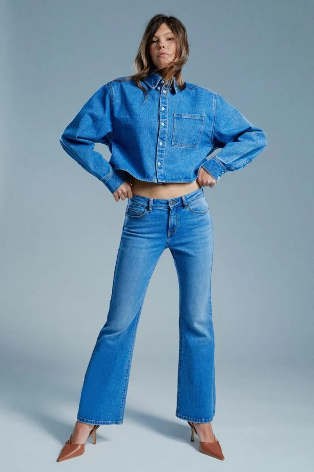 Women Bardot Flare Jean Daxton Low Boot Leg Jeans In Dark Denim