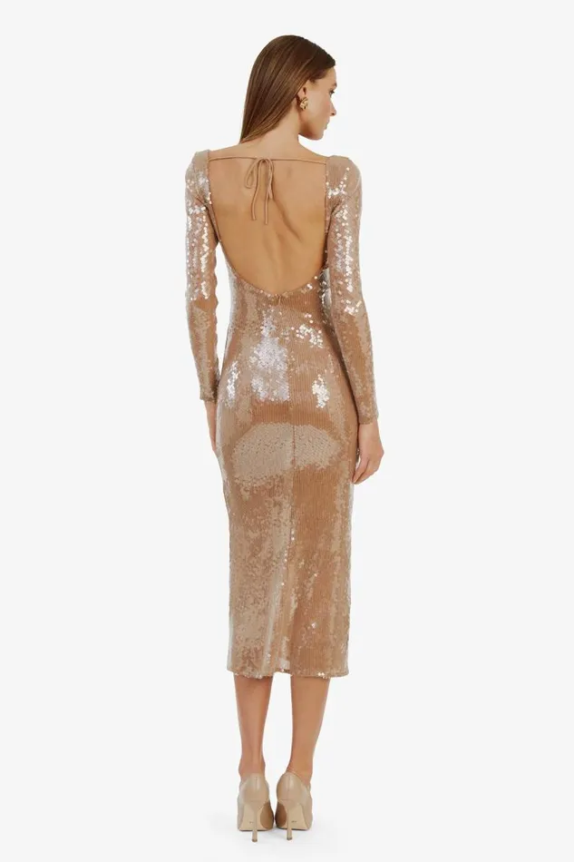Women Bardot Party Dresses Verona Sequin Maxi Dress In Nude Women Bardot Party Dresses Verona Sequin Maxi Dress In Nude