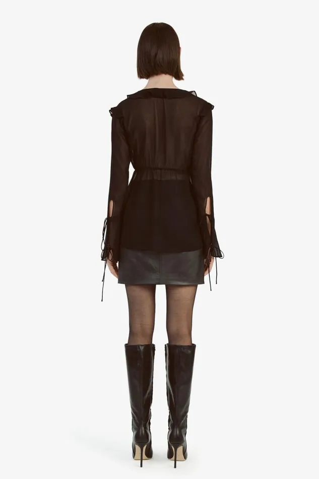 Women Bardot Party Tops Dhalia Frill Blouse In Black Women Bardot Party Tops Dhalia Frill Blouse In Black