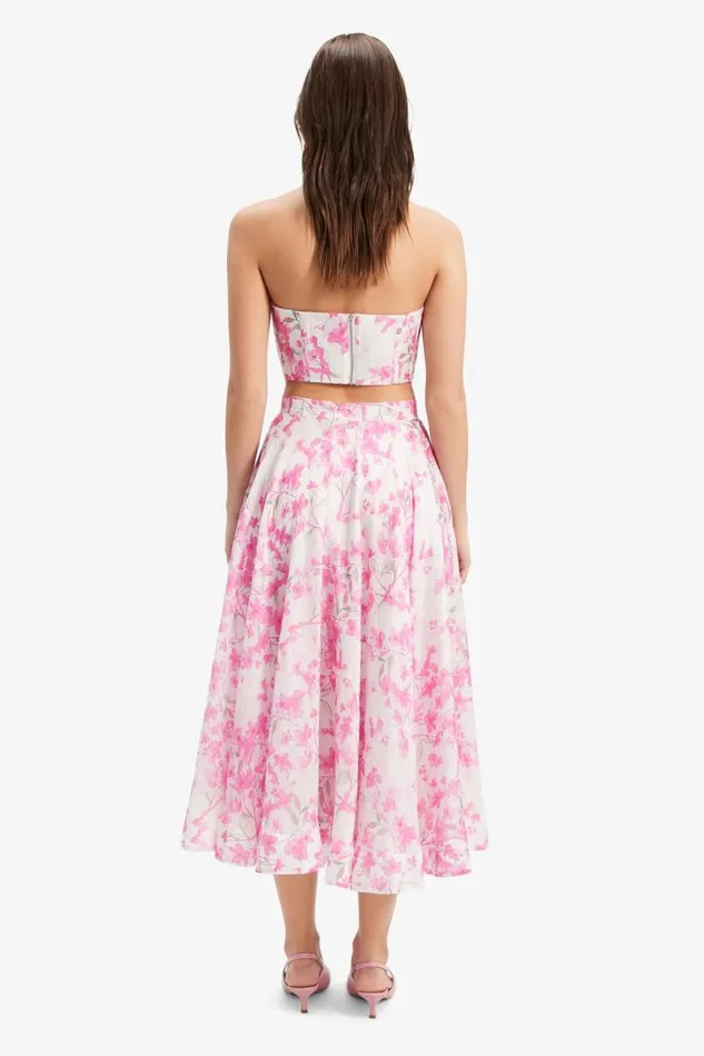 Women Bardot Party Tops Gracious Corset Bustier In Pink Floral Women Bardot Party Tops Gracious Corset Bustier In Pink Floral