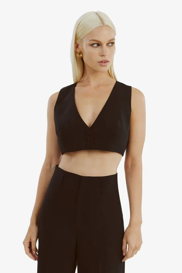 Women Bardot Party Tops Marla Cropped Vest In Black Women Bardot Party Tops Marla Cropped Vest In Black
