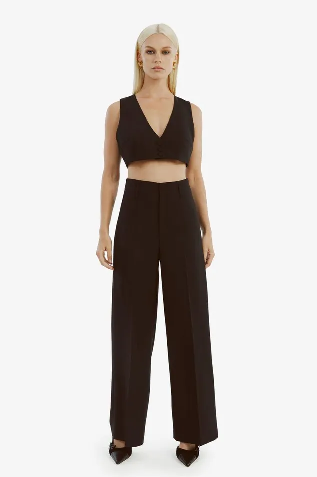 Women Bardot Party Tops Marla Cropped Vest In Black Women Bardot Party Tops Marla Cropped Vest In Black