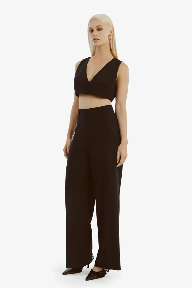 Women Bardot Party Tops Marla Cropped Vest In Black Women Bardot Party Tops Marla Cropped Vest In Black