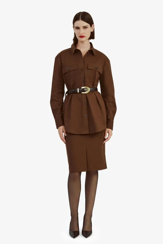 Women Bardot Shirts and Blouses Tybi Cotton Shirt In Chocolate Women Bardot Shirts and Blouses Tybi Cotton Shirt In Chocolate