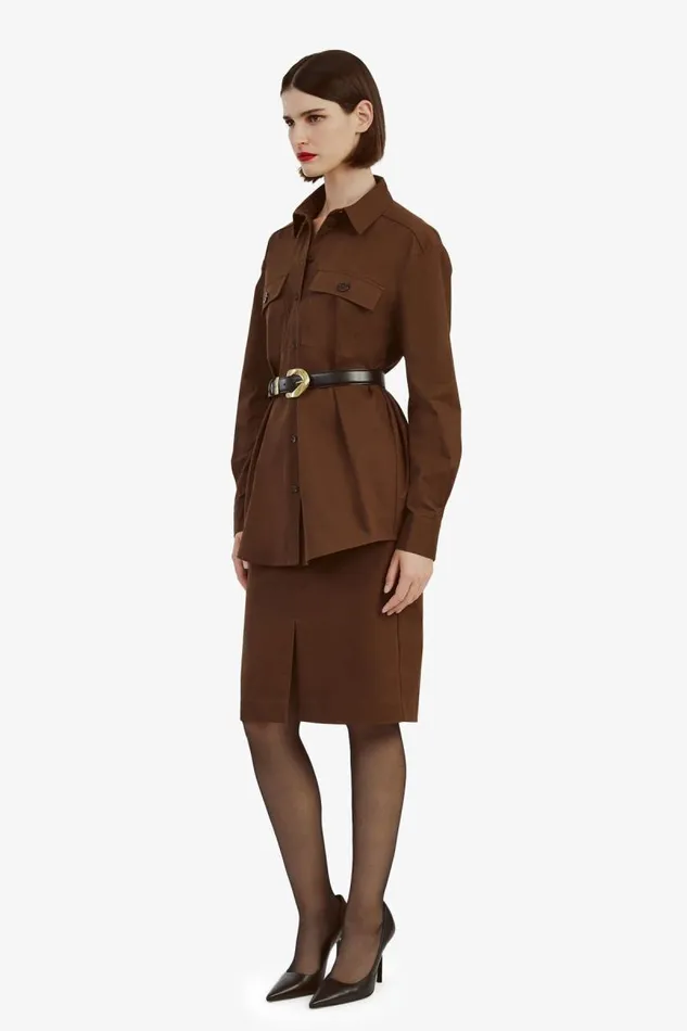 Women Bardot Shirts and Blouses Tybi Cotton Shirt In Chocolate Women Bardot Shirts and Blouses Tybi Cotton Shirt In Chocolate