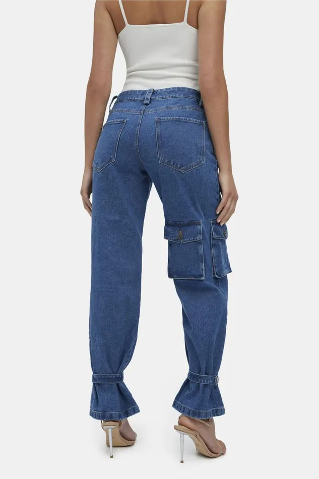 Women Bardot Straight Jean Denim Cargo Pant In Vintage Women Bardot Straight Jean Denim Cargo Pant In Vintage