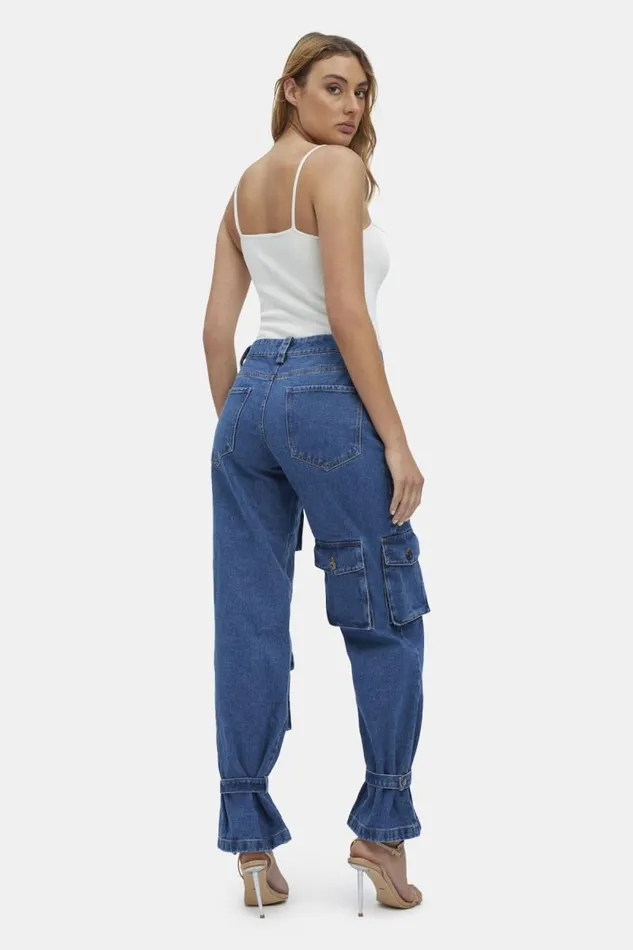 Women Bardot Straight Jean Denim Cargo Pant In Vintage Women Bardot Straight Jean Denim Cargo Pant In Vintage