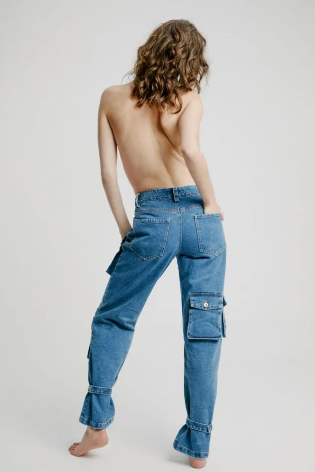 Women Bardot Straight Jean Denim Cargo Pant In Vintage Women Bardot Straight Jean Denim Cargo Pant In Vintage