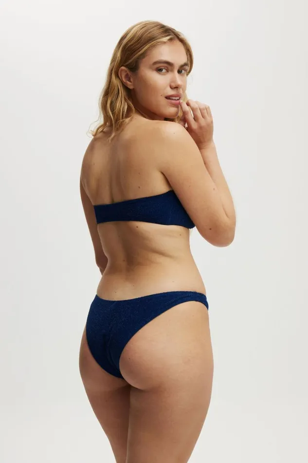Women Bikinis Cotton On Curved Bandeau Bikini Top Deep Blue Metallic Crinkle Women Bikinis Cotton On Curved Bandeau Bikini Top Deep Blue Metallic Crinkle
